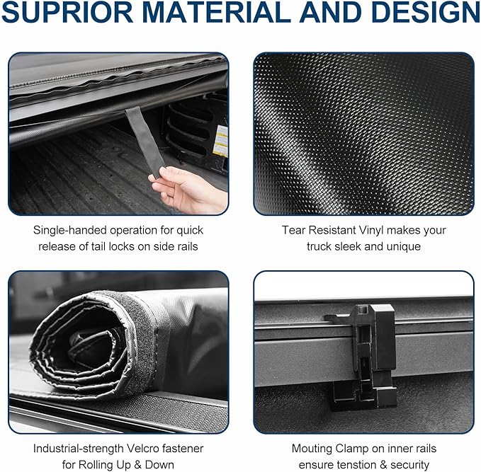 FASTFIT Soft Roll Up Tonneau Cover Fits 2019-2025 Ram 1500 New Body (Excl. Classic) with 5'7" (67.4in) Truck Bed w/o RamBox