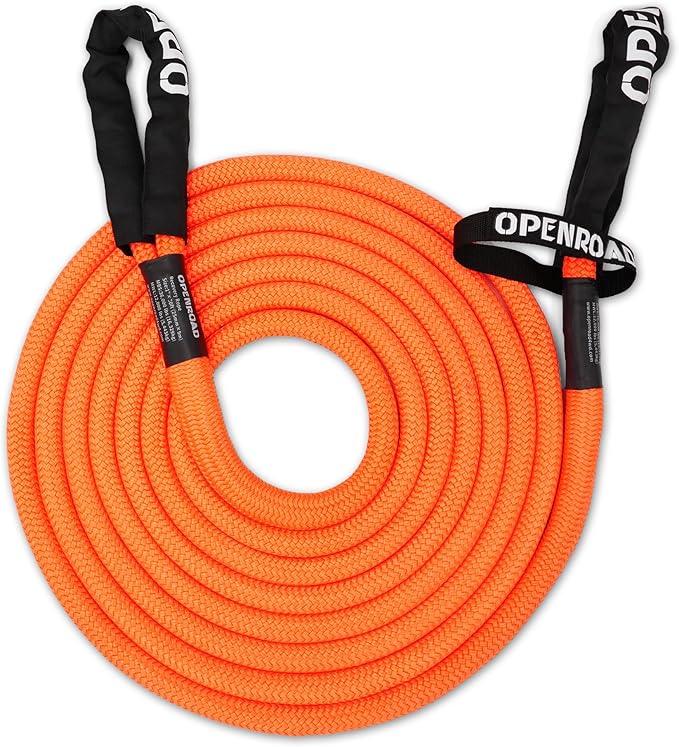 OPENROAD 1" x30ft Kinetic Recovery Rope Heavy Duty Offroad Tow Strap, 35% Elasticity Snatch Rope for Jeep, Truck, ATV, UTV - Orange (Includes Storage Bag)