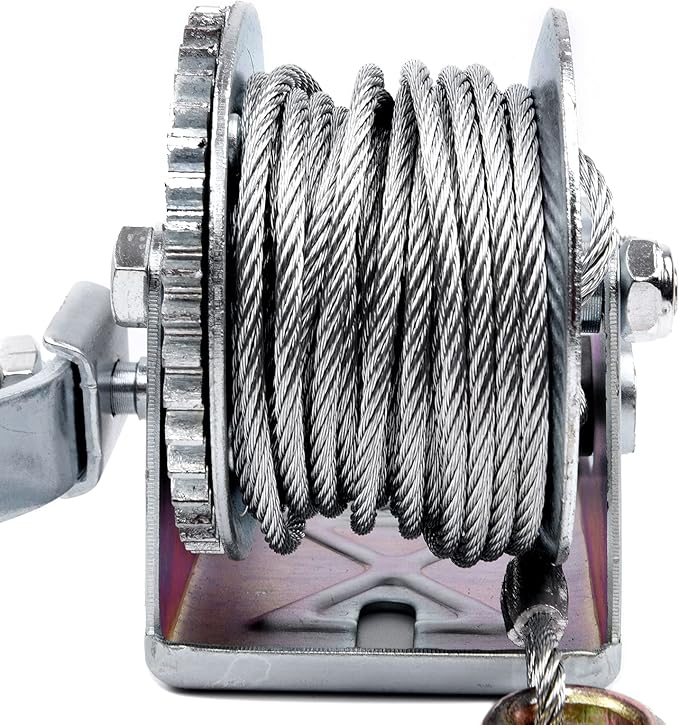 600lbs Hand Winch Steel Cable Boat Trailer Winch Two-Way Ratchet Gear Small Manual Winch Hand Crank Crane Weight Moving for ATV Truck Towing Boat Winch