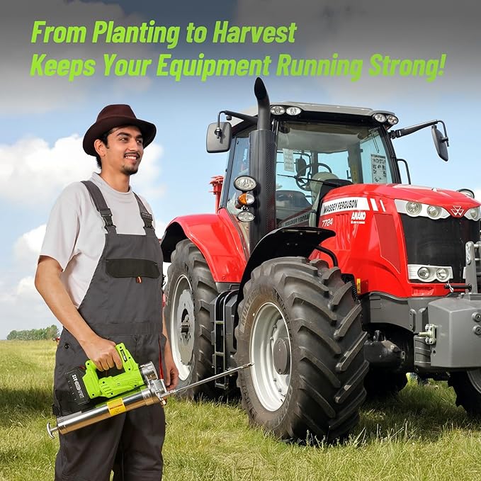 Grease Gun: Electric Grease Gun Battery Powered with 2 * 4.0Ah Batteries and Charger, Quick-Release Coupler, 10000 PSI Max Pressure, for Farmers, Mechanics, and Equipment Owners