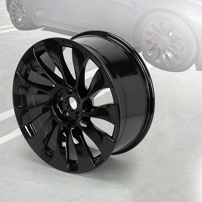 New 20'' x 9'' Aluminum Alloy Replacement for OE Wheel Rim Compatible with Model 3 2021-2022 - Direct Fit Machined Black