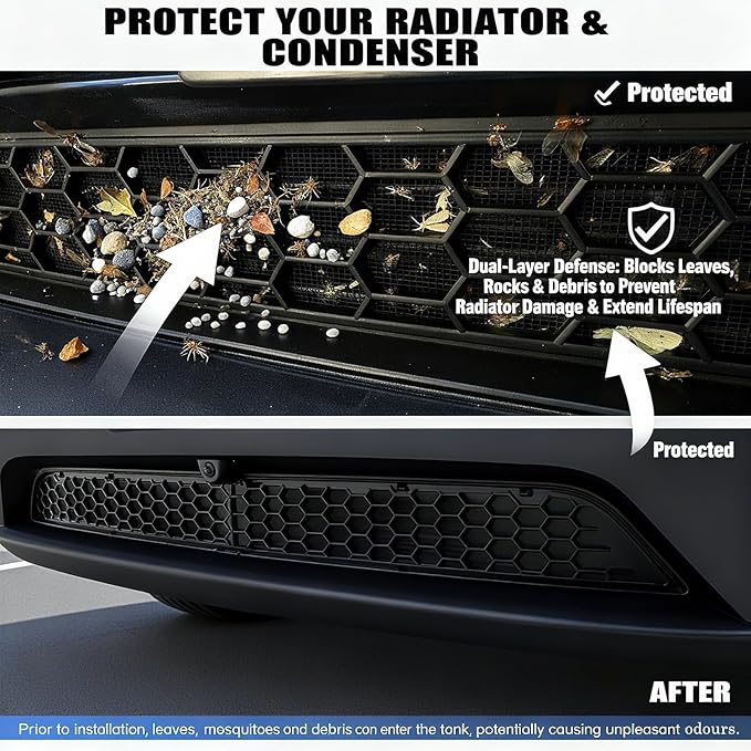 Front Grill Mesh for Tesla Model Y 2025-2026 Juniper, Snap-On Radiator Guard with Debris Protection – Blocks Leaves, Rocks & Insects, No-Drill ABS & Stainless Steel Grille Insert