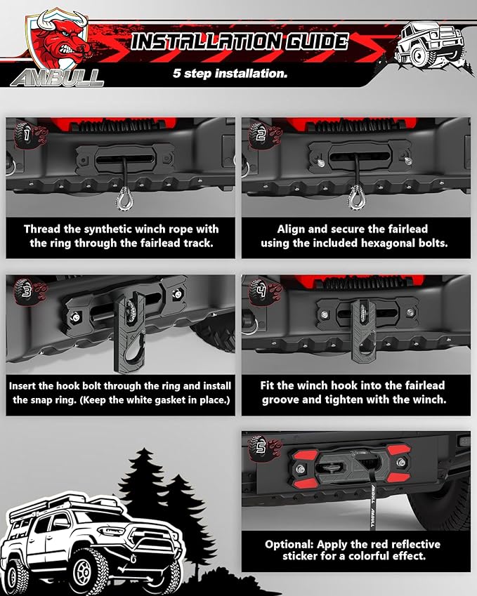 Winch Fairlead with Tow Hook, Aluminum Hawse Fairlead with Grade 80 Forged Steel Winch Hook, 33000lb Break Strength Winch Fairlead Hook Set for Off-Road Vehicle Recovery, BlackDarkGrey