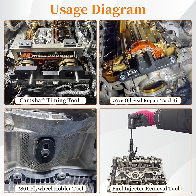 17PCS Camshaft Alignment Timing Tool Kit, Compatible with BMW N20 N26 Engine, with Flywheel Holder Tool & Balance Shaft Tool & Fuel Injector Remover Kit, 212831, 119340, 212830, 219548