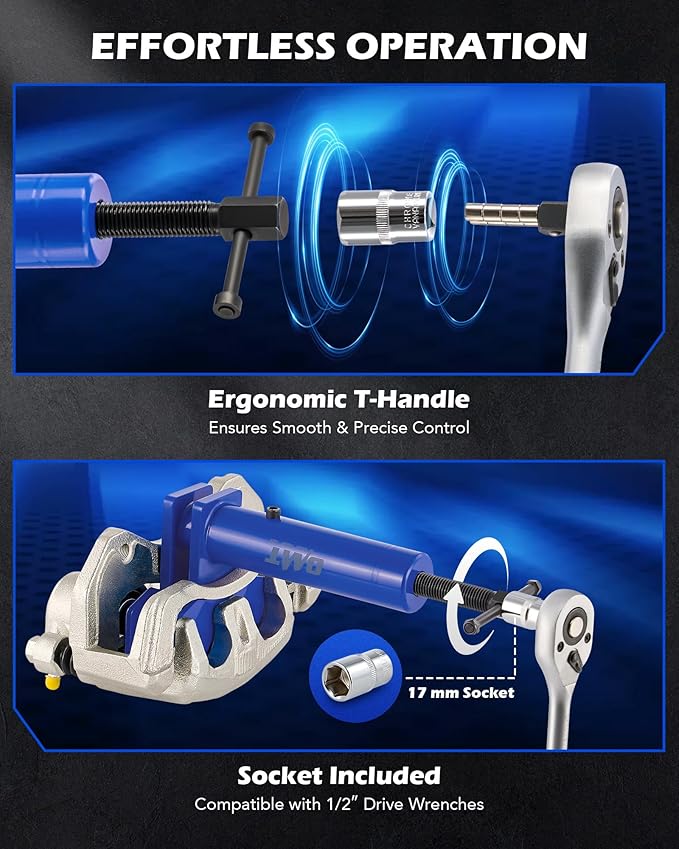 Orion Motor Tech Caliper Piston Compressor Tool, Universal Brake Caliper Tool for Multi Piston Brake Pad Spreader, Heavy Duty Brake Caliper Spreader Tool with Magnetic Expansion Plates & Hanger Hooks