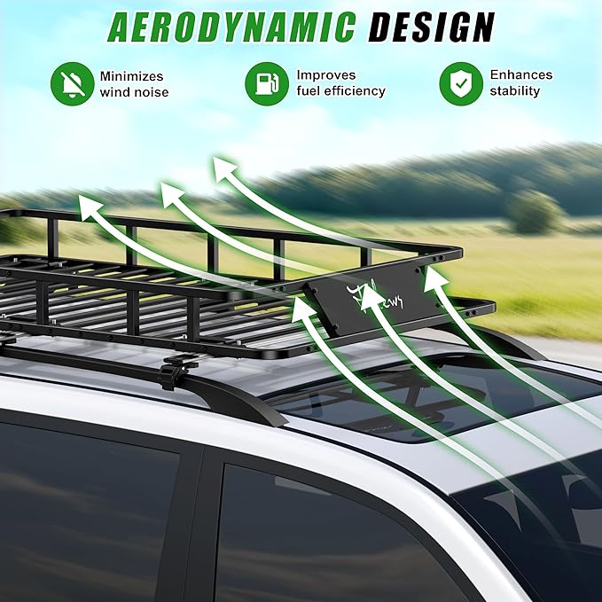 64 x 39 x 6 Inch Roof Rack Basket, Heavy Duty 300LB Universal Car Roof Rack Cargo Carrier Rooftop Cargo Basket Steel Luggage Holder for SUV, Truck & Pickup