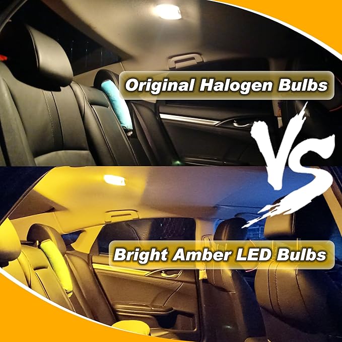 T10 194 921 912 LED Bulb Amber Yellow, Side Marker Lights T10 168 LED Bulbs for License Plate Light Dome Map Door Courtesy Interior License Plate Dashboard Car Lights,4Pack