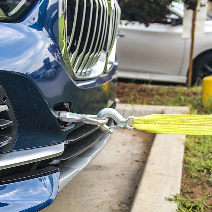 HFS(R) Heavy-Duty Tow Strap with Hooks | 10,000-Pound Capacity | Woven Polyester Webbing |HD Truck Recovery, ATV Towing, and Vehicle Rescue |Tow Rope for Versatile Applications 2 Inch X 20 Ft