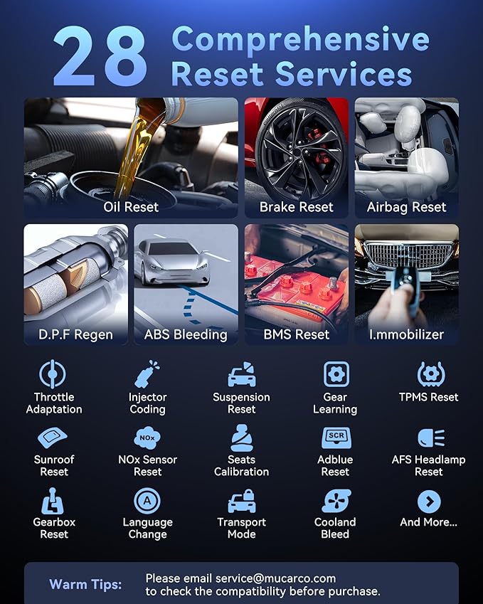 MUCAR CS90 OBD2 Scanner Diagnostic Tool with 28+ Reset Services, Oil/EPB/SAS/BMS/Injector, ABS Bleeding, Throttle Relearn, ABS SRS Engine Transmission Code Reader, FCA AutoAuth, Lifetime Free Update