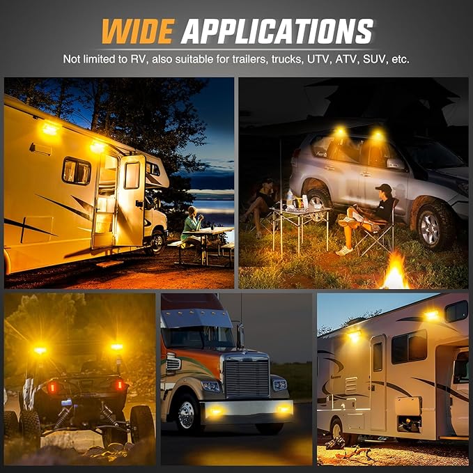 Nilight RV Exterior Light 2PCS 9 Inch Porch Lights Amber Beam 12V 24V LED Scene Cargo Lighting White Aluminum Housing for RVs Trailers Travel Campers 5th Wheels Motorhome SUV Truck