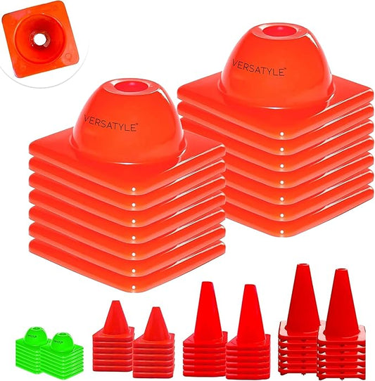2 inches Heavy Duty Agility Training Cones for Sports & Kids Coaching, Field Markers for Motorcycle, Bikes, Traffic, Basketball, Soccer Drills, Durable, Multipurpose, Adjustable