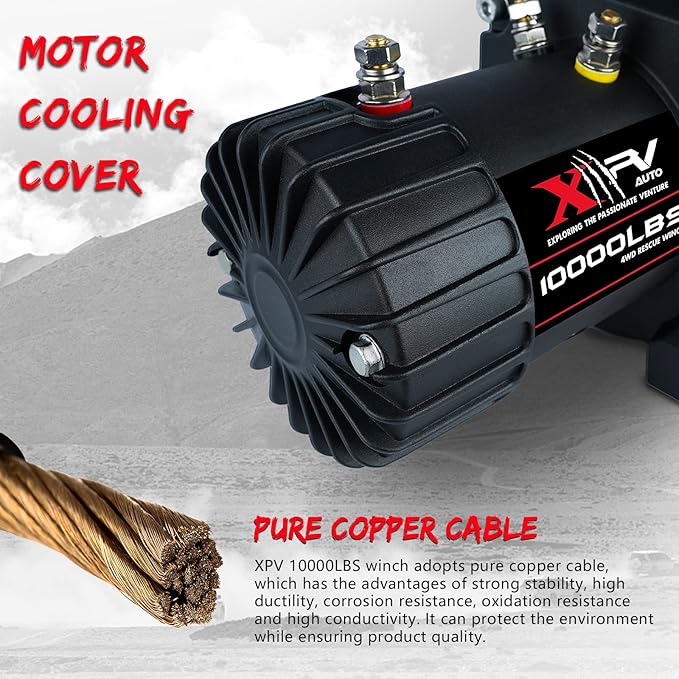 Winch 10000 lb. Electric Winch Truck Winch Waterproof IP67 Electric Winch Synthetic Rope Kit with 2 Wireless Handheld Remotes and Wired Handle for 4WD 4x4 Off Road Vehicle Boat Truck