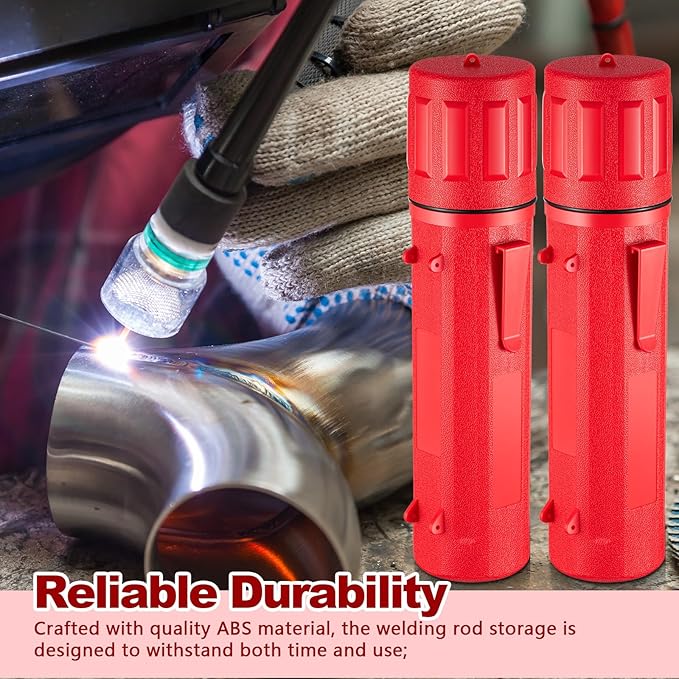 Zonon 8 Pcs Welding Rod Holder Stick Welding Electrode Rod Storage Tube 14 Inch Rod Storage Container Airproof Welding Rod Holder Waterproof Storage Canister for Welding Rod(Red)