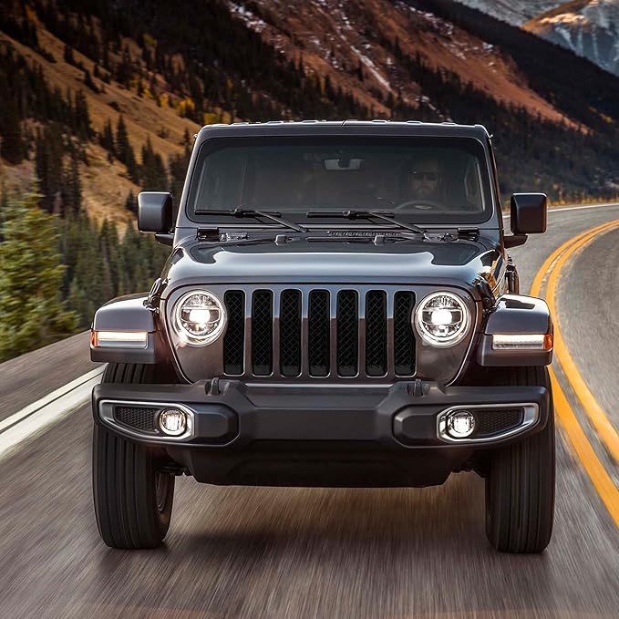 Gloss Black Chrome Delete Front Grille | Car Grille Cover | Grille Insert | Trim Overlay | Compatible with 2018-2023 Jeep Wrangler | ABS6495BLK