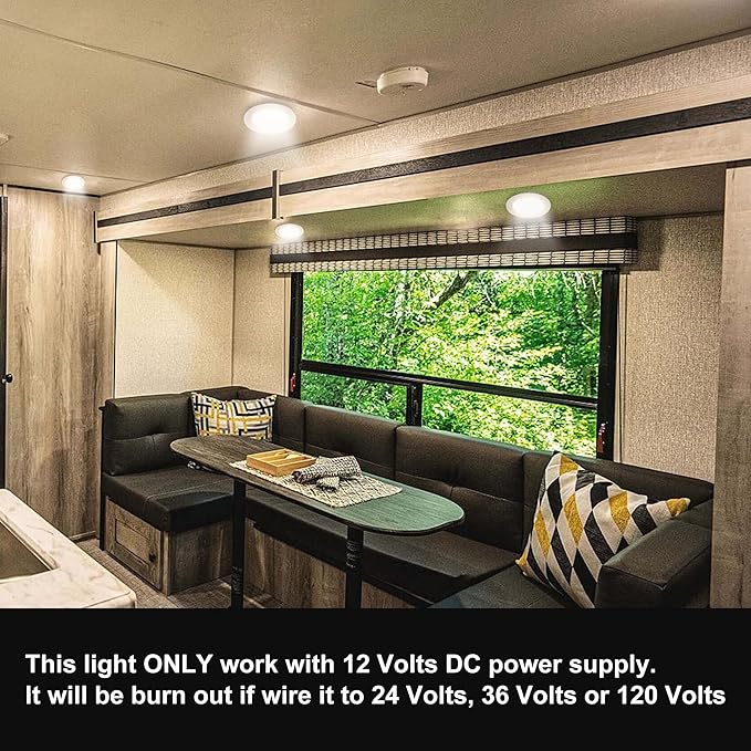 Facon 4.5Inch 12V LED Puck Light RV Interior Lights, Aluminum Slim Recessed Mount, 12Volts RV Lighting Fixture for Van Camper Trailer Motorhome Boat (6Packs, 4.5 Inch 4000K)