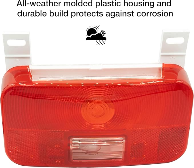 Lumitronics Red Surface Mount Stop/Turn/Tail, License Bracket/Light for RV, Trailer, Camper, 5th Wheel and Motorhomes (White)