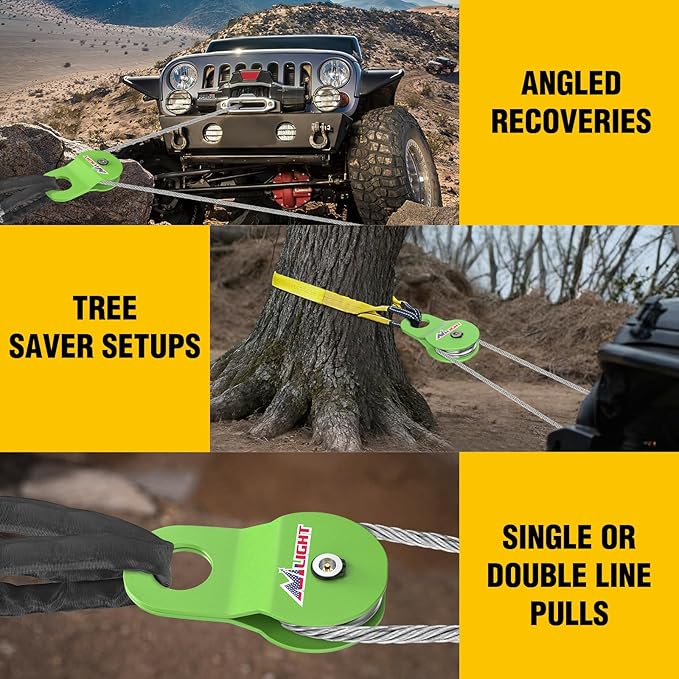 Nilight 8 Ton Winch Snatch Block Towing Pulley Blocks 17,000 LBS Capacity (Green), Winch Hook Accessories, Heavy Duty Offroad Recovery Accessory for Truck, Tractor, ATV & UTV