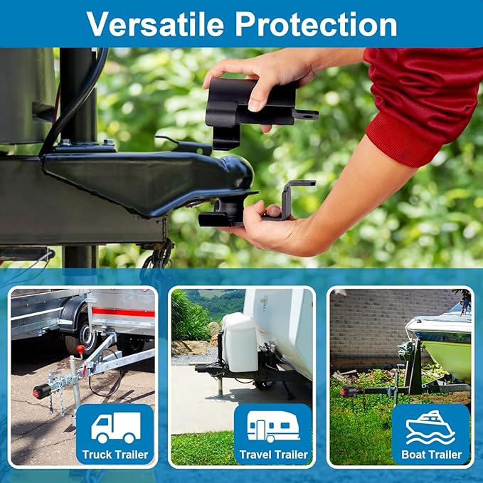 Trailer Hitch Lock 2 5/16" Heavy Duty Trailer Lock Fits Ball Hitch Coupler Tongue & Safety Chains Anti Theft Secure Design for RV, Dump Trailer, Boat, Cargo, Camper, Truck