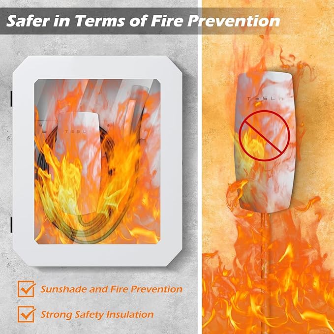 Charger Station Box for Tesla Gen 3 Wall Connector and ChargePoint EV Charger, Cable Organizer Holder Lock Cover Outdoor Rainproof, Snowproof, Dustproof, Theftproof, Home Charging Accessories