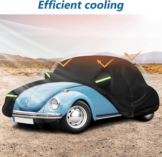 Custom Fit for Volkswagen Beetle Bug 2-Door 1960-1980 Sedan Car Cover Waterproof Heavy Duty All-Weather Protection with Door Zipper & Storage Bag
