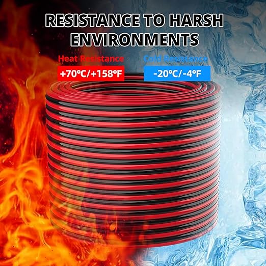 NAOEVO 18 Gauge Wire 200FT, 2 Conductors Electrical Wire Red Black Cable, Flexible/Low Voltage/PVC 18 AWG Copper Clad Aluminum Extension Cord for Speaker, LED Strips, Automotive 12V/24V DC