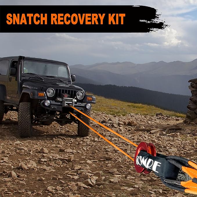 METOWARE Snatch Block Ring, Winch Pulley with 2PC 1/2'' Soft Shackle, 3" X 8' Tree Saver Strap Recovery Kit for Off-Road Sailing UTV, ATV, Trucks