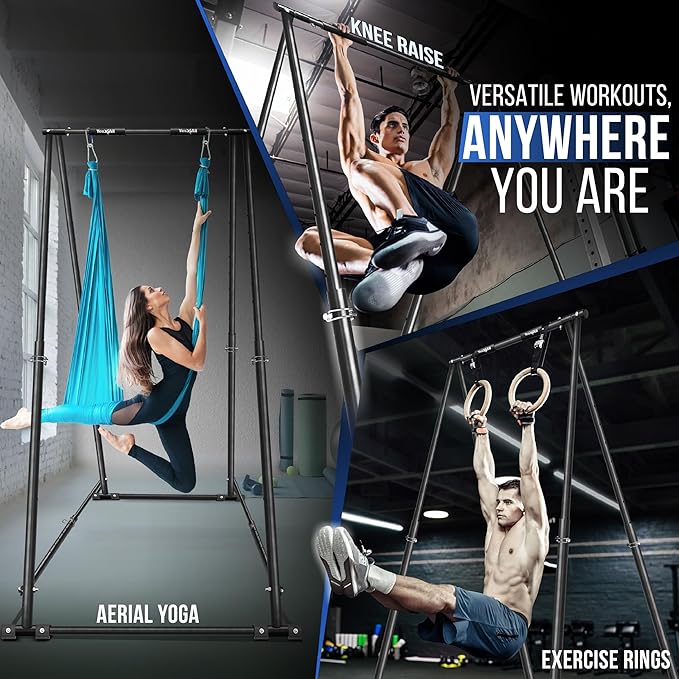 Yes4All Robust Freestanding Pull Up & Chin Up Bar, 126 Levels Adjustable & 770 lbs Capacity Foldable Pull Up Bar Station