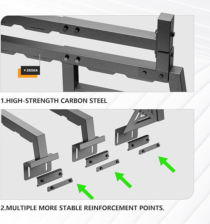 Truck Headache Rack with 2 Cross Bars Compatible with Ford F-150/Tacoma/Chevy Silverado & GMC Sierra 1500/Tundra/JT/Titan/Frontier/Colorado/Canyon Pickup Cab Back Window Protection