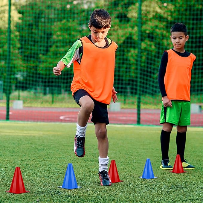Leelosp 48 Pack 7" or 9" Plastic Traffic Cones Agility Field Marker Soccer/Safety/Sports/Training Cones for Skating Basketball Football Practice Drills Themed Party Decorations