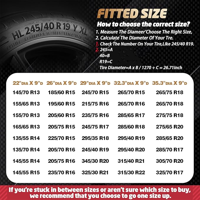 K-Musculo RV Tire Covers 2-Pack, Waterproof Wheel Covers for RV Wheel Travel Trailer Camper Truck SUV, Fit 19-22 Inch Tire Diameter (Black)