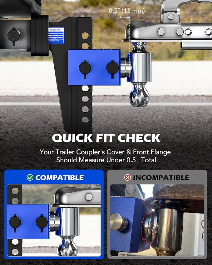 Orion Motor Tech Adjustable Trailer Hitch, Heavy Duty Drop Hitch 2 inch Receiver, 8" Drop & Rise Hitch with 2" & 2-5/16" Balls, 360° Dual-Ball Mount with 12500 lb. Towing Capacity for Class III & IV