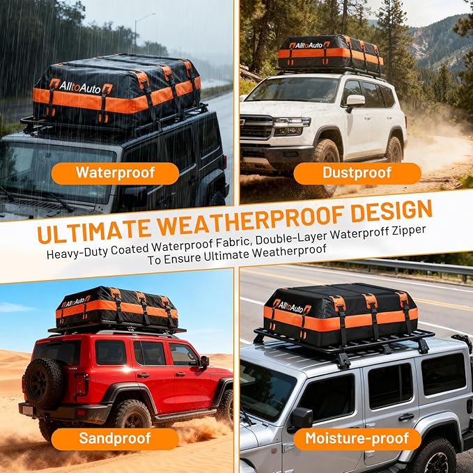 Car Rooftop top Cargo Carrier 21 Cubic feet 100% Waterproof Heavy Duty PVC for All Cars with/Without Rack, Includes Anti-Slip Mat, 10 Buckle with Straps, 6 Door Hooks, Luggage Lock