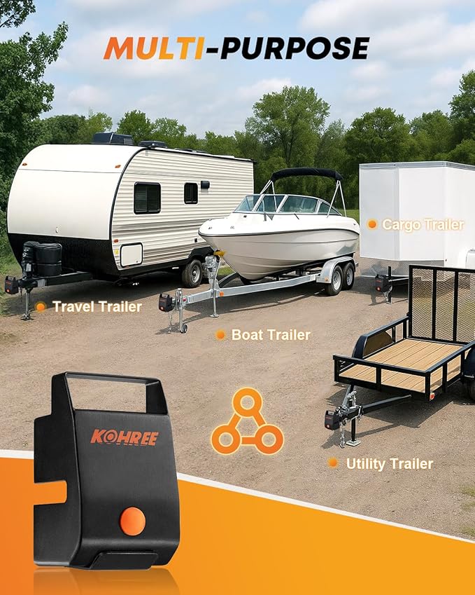 Kohree Trailer Hitch Lock for 2 5/16", 2" Couplers, Heavy Duty Anti Theft Trailer Coupler Lock with Handle for RV, Camper, Boat, Solid Steel Tow Lock for Trailer Tongue