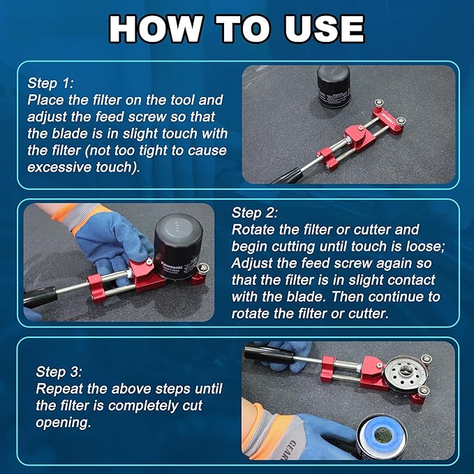 Oil Filter Cutter Cutting Tool, Universal Aluminum Oil Filter Cutter opener for Filter Cutting Range 2"-4" Red