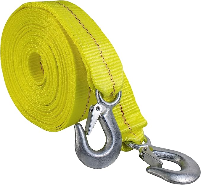 HFS(R) Heavy-Duty Tow Strap with Hooks | 10,000-Pound Capacity | Woven Polyester Webbing |HD Truck Recovery, ATV Towing, and Vehicle Rescue |Tow Rope for Versatile Applications 2 Inch X 30 Ft