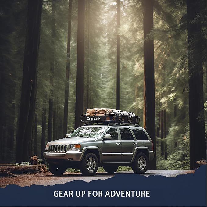 ARKSEN 84 x 39 x 6 Inch Universal 150LB Heavy Duty Roof Rack Cargo with Two Cargo Nets & Ratchet Straps, Car Top Luggage Holder Carrier Basket with Extension for SUV, Truck, & Car Steel Construction