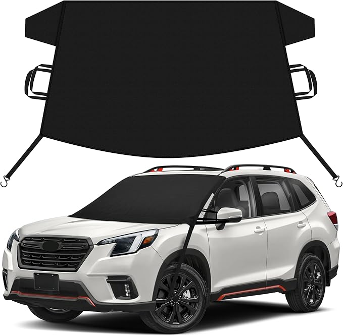 EcoNour Car Snow Cover Compatible for Subaru Forester | Windshield Cover for Ice and Snow with S-Hook Straps | Heavy-Duty 600D Oxford Winter Car Cover, Waterproof & Anti-Slip