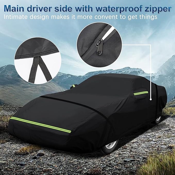 for C6 Corvette Full Car Cover Waterproof, Outdoor Car Covers Windproof Heavy Duty All Weather Waterproof Protection Universal Custom Compatible with C6 2005-2013 Chevy Corvette(Black)