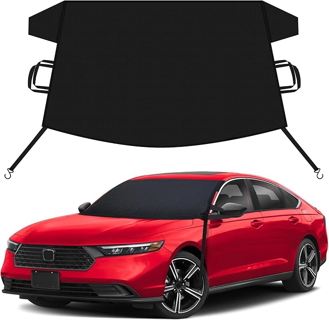 EcoNour Car Snow Cover Compatible for Honda Accord | Windshield Cover for Ice and Snow with S-Hook Straps | Heavy-Duty 600D Oxford Winter Car Cover, Waterproof & Anti-Slip