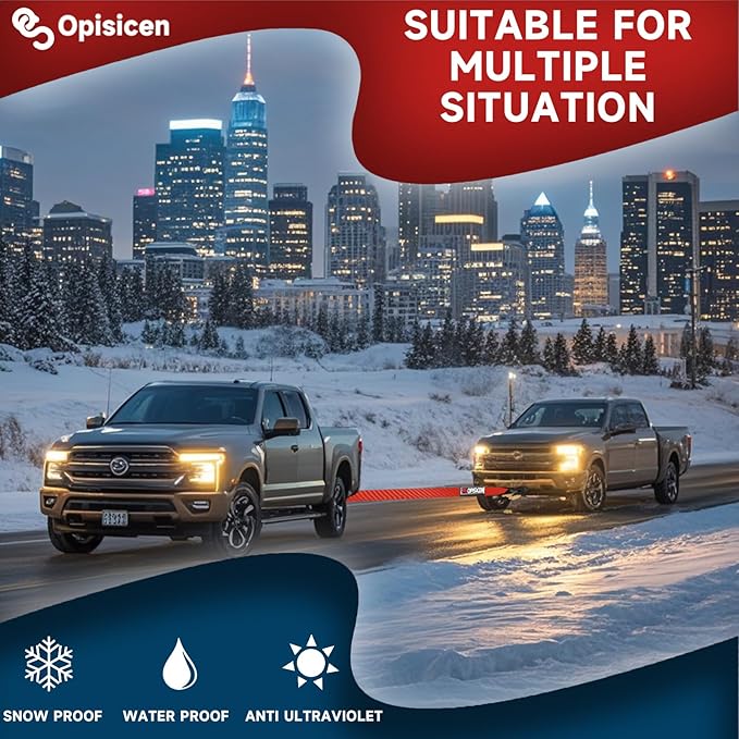 Tow Strap with Hooks 2 Inch x 20 Foot - 15,216 lbs Breaking Strength Emergency Heavy Duty Capacity Tow Rope Forged Steel Hooks for Car Truck Jeep ATV SUV, Roadside Recovery (Red, 2" x 20')