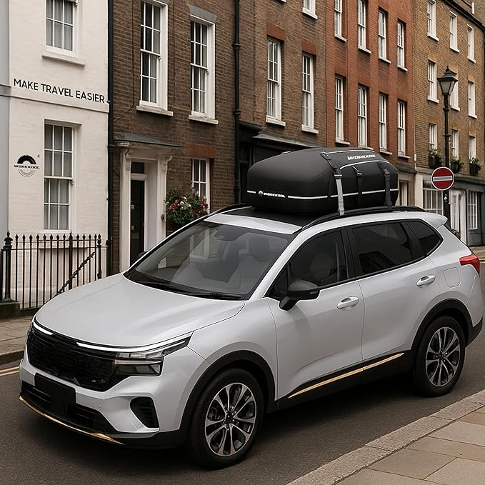 Rooftop Cargo Carrier Vehicle Soft-Shell Carriers, Heavy Duty Car Roof Bag Waterproof Without Rack, Car Topper Luggage Carrier-with 6 Hooks,Mat&Coded Lock(15 Cuft)