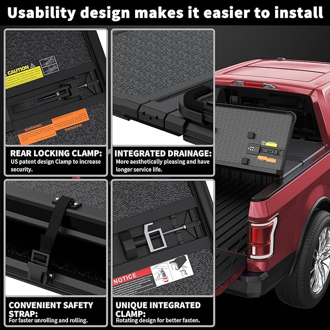 Hard Tri Fold Aluminum Truck Bed Tonneau Cover Compatible for 2022 2023 2024 2025 Ford Maverick 3-Fold 4.5FT 54.4Inch