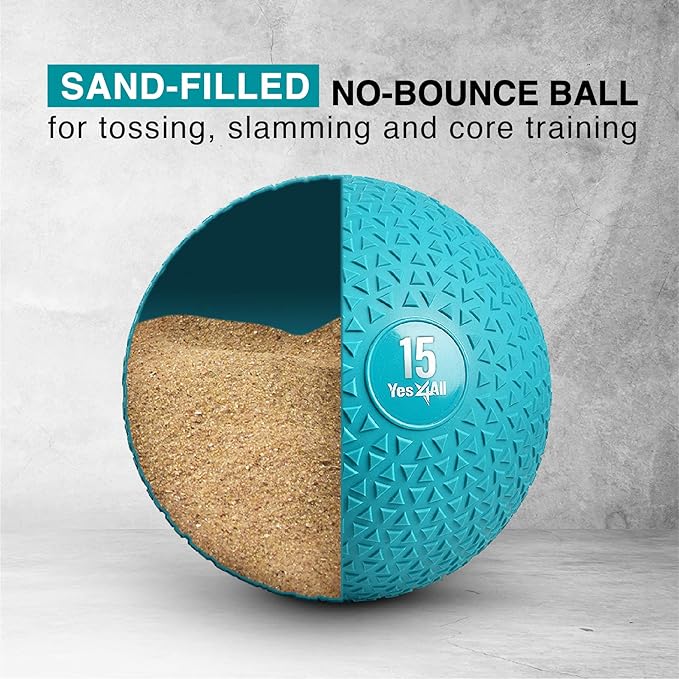 Yes4All Slam Balls, 10-40lb Weighted Ball Weight, Durable PVC Sand Filled Workout Dynamic Slam Ball for Core Strengthen