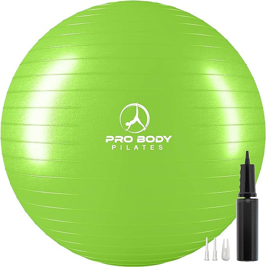 ProBody Pilates Yoga Ball - Fresh Colors Exercise Ball for Stability, Pregnancy, Workout & Physical Therapy