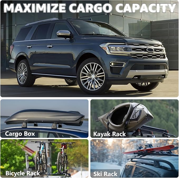 Roof Rack Cross Bars Compatible with Ford Expedition/Max 2018-2025 & Lincoln Navigator 2018-2024, Adjustable Aluminum 300LBS Anti-Theft Lock Cargo Carrier Rooftop Crossbar for Bike,Snowboard,Luggage