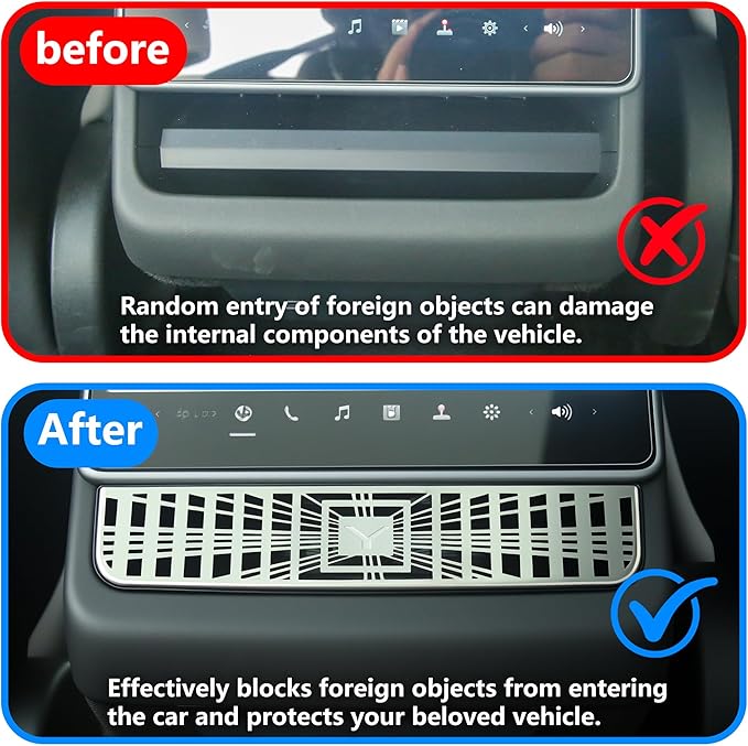 Air Vents Cover for Tesla Model Y Juniper 2026 2025 Model 3 Highland Rear AC Vent Seat Center Console Trim Cover Cap Backseat Air Conditioner Outlet Vent Grille Protector