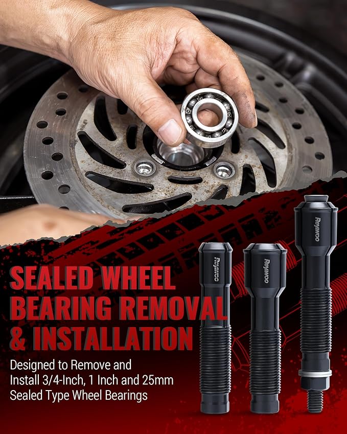 Motorcycle Wheel Bearing Puller Tool Kit Compatible with Most Harley Davison Motorcycles from 2000, Wheel Bearing Removal and Installation Tool for 3/4" 1" 25mm Bearings