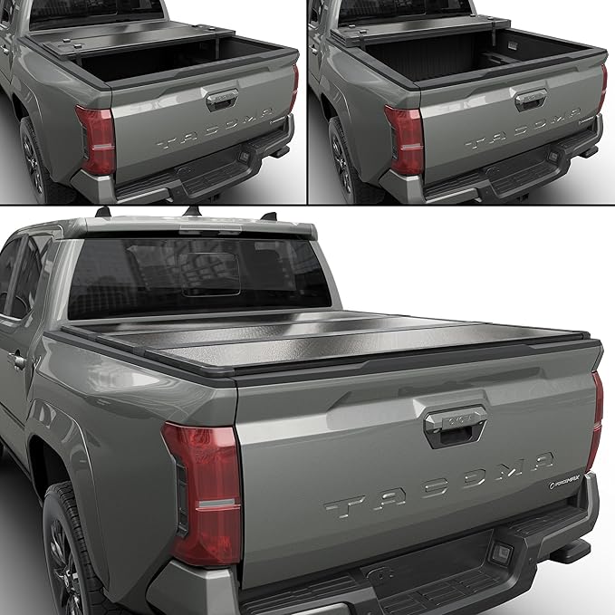 Tutel Hard Shell Folding Truck Bed Tonneau Cover|Fits 2016-2026 Toyota Tacoma w/OE Track System 5' 1" Bed (60.5") - TULH021