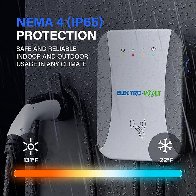 8X FASTER Level 2 EV Charger- 10 KW, Adjustable 40Amp-240V, NEMA 14-50 Plug IP65 Indoor/Outdoor Electric Car Wall Charging Station- FCC Certified EV Charger Level 2, 18-Ft Top Cable, Smart APP Control