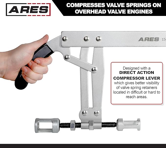 ARES 15017 - Valve Spring Compressor - Compresses Valve Springs on Overhead Valve Engines - Direct Action Compressor Lever Gives Better Visibility During Compression